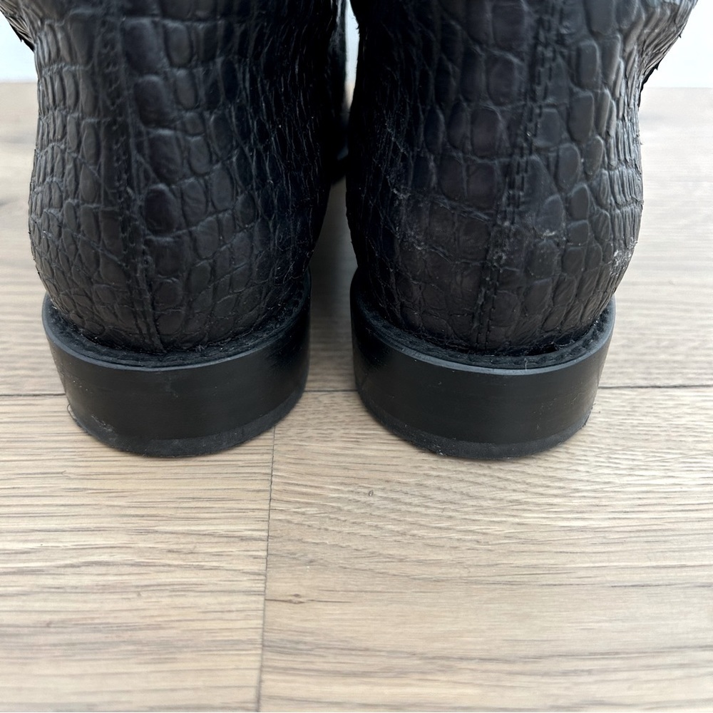 Stuart Weitzman Tall Pull On Boot Riding Croc Emb… - image 3